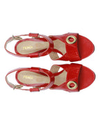 Fendi Ankle Strap High Heel Sandals in Red Patent Leather