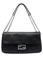 Fendi Baguette Chain Large Shoulder Bag Black