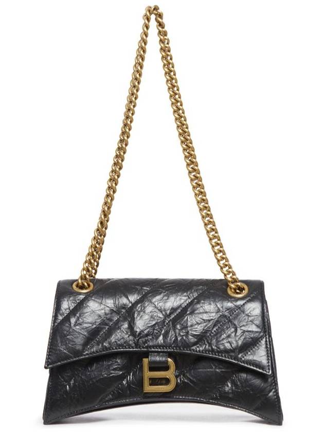 Balenciaga Crush Chain Strap Small Leather Shoulder Bag Gold Black