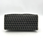 Fendi Black Zucchino Canvas Tote Bag White Leather Cloth Pony-style calfskin fe5622cc