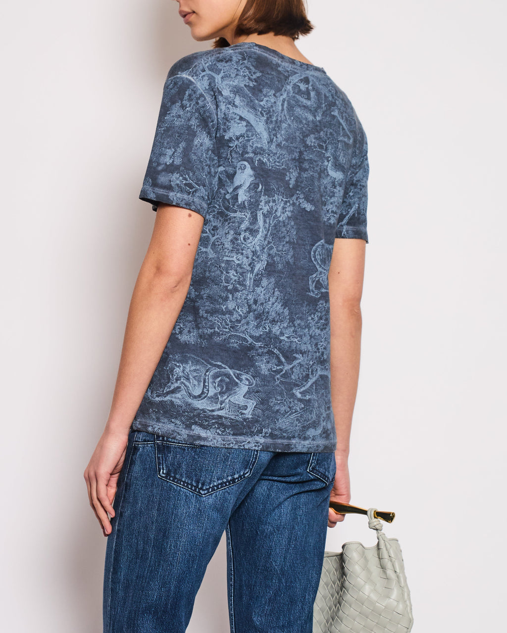 Christian Dior Blue Round Neck Toile De Jouy Print T-Shirt Size S (UK 8)