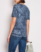 Christian Dior Blue Round Neck Toile De Jouy Print T-Shirt Size S (UK 8)