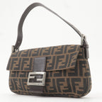 FENDI Mamma Baguette Zucca Canvas Leather Bag Beige 26424