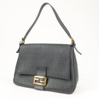 FENDI Zucchino Mamma Baguette Canvas Leather Shoulder Bag 8BR001
