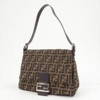FENDI Zucca Mamma Baguette Canvas Leather Shoulder Bag 26325