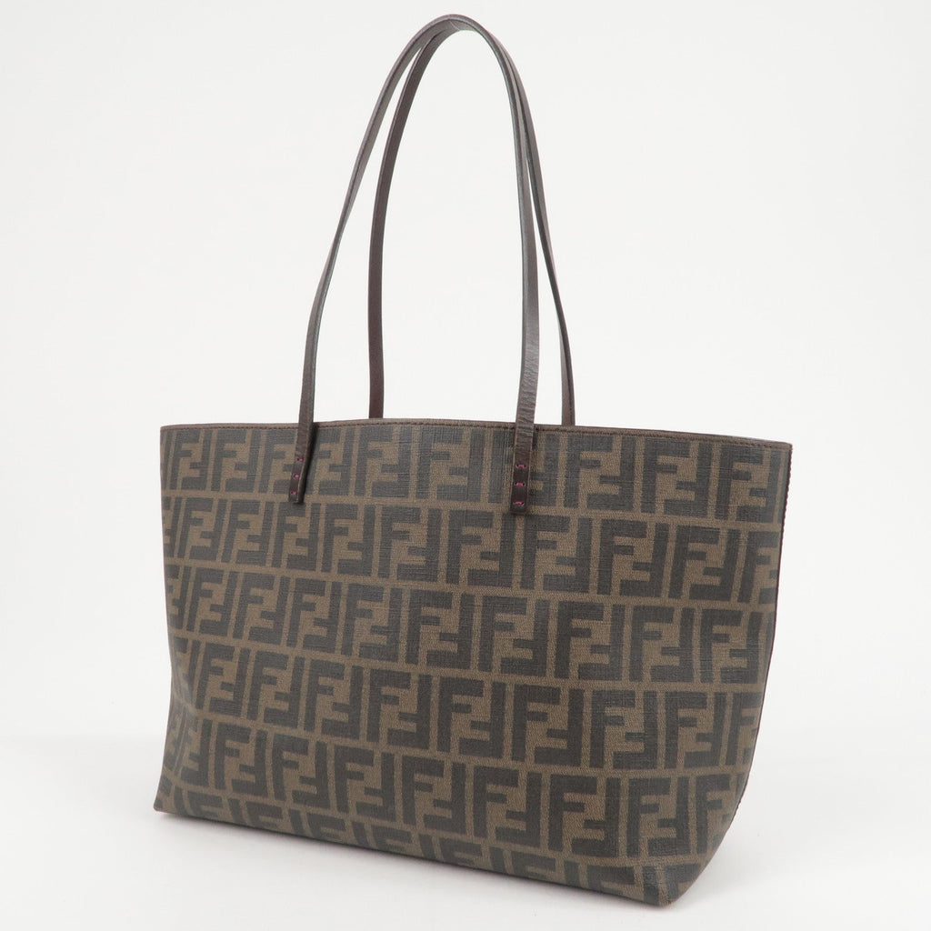 FENDI Zucca Logo Print PVC Leather Tote Bag Brown 8BH198