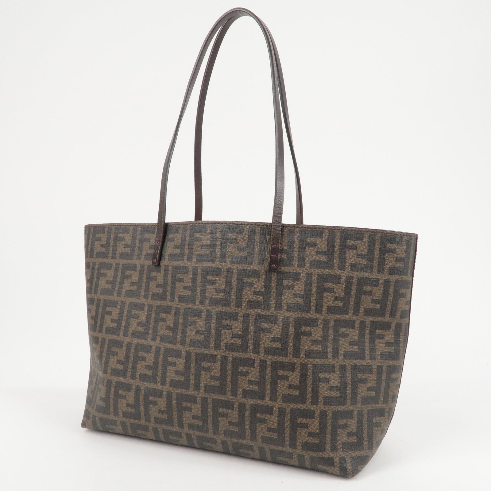 FENDI Zucca Logo Print PVC Leather Tote Bag Brown 8BH198