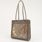 FENDI Zucca Zucchino PVC Leather Shoulder Bag Beige Brown 8BH189