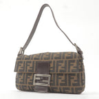 FENDI Zucca Mamma Baguette Canvas Leather Shoulder Bag 26424