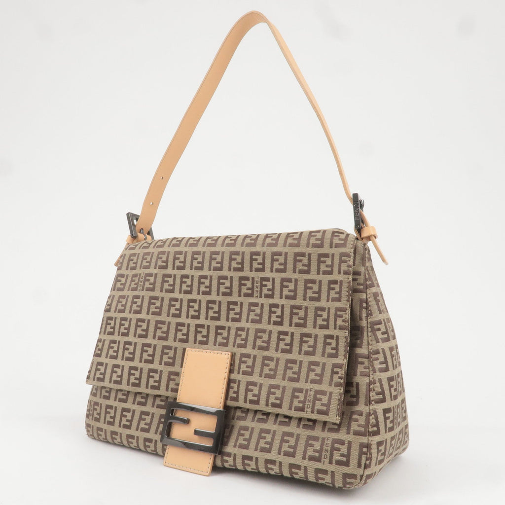 FENDI Mamma Baguette Zucchino Leather Shoulder Bag Beige 8BR001