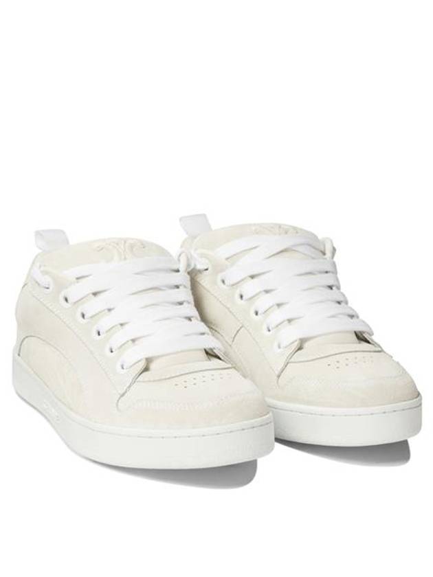 CELINE Huntington Triomphe Embroidered Low-Top Sneakers Optical White