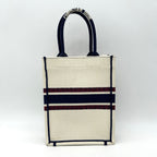 CHRISTIAN DIOR Canvas Embroidered Vertical Book Tote White di8892fe