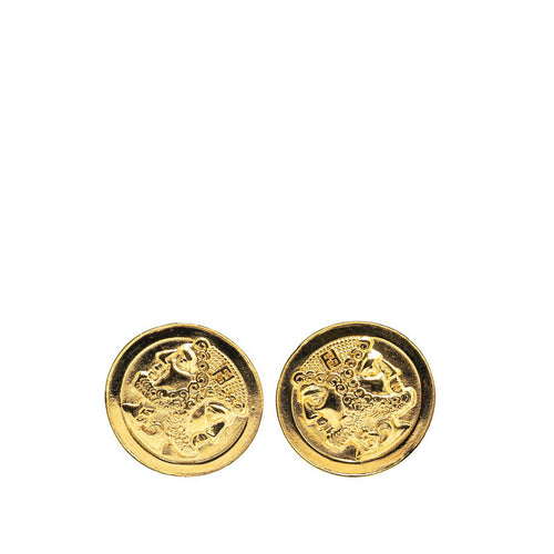 Fendi Logo Gold Plated Earrings