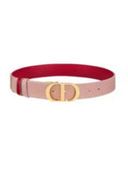 30 Montaigne 35mm Smooth Calfskin Reversible Belt Pink Dior