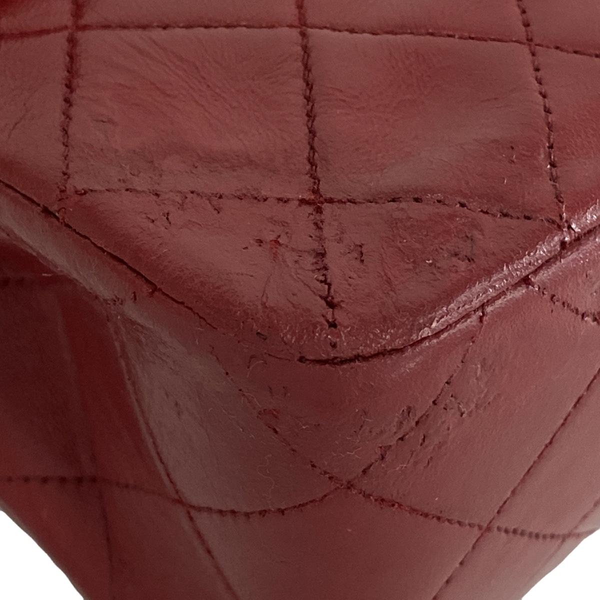 CHANEL - Single Flap Matelasse Red Lambskin Shoulder Bag