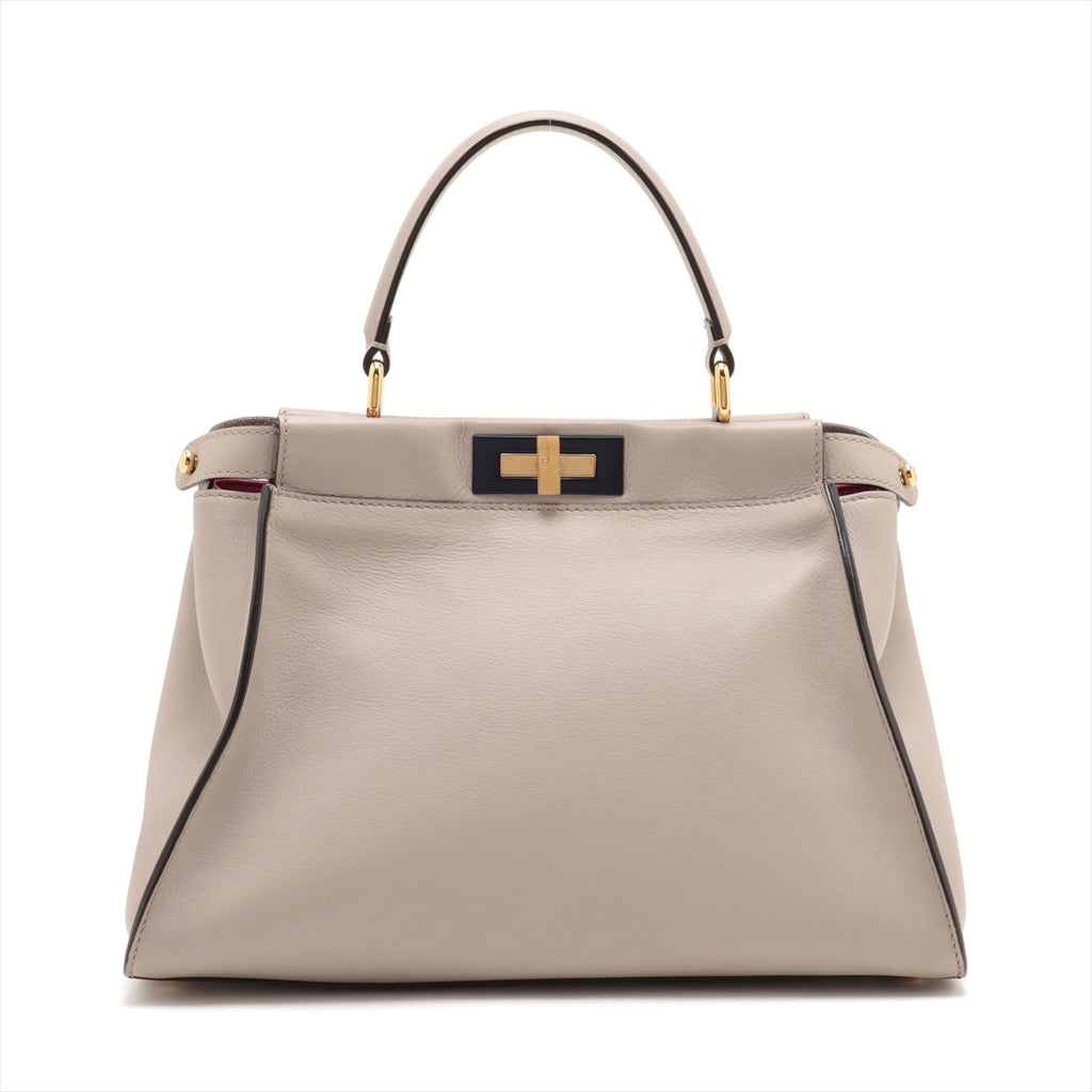 FENDI Peekaboo Medium in Leather Beige 8BN290