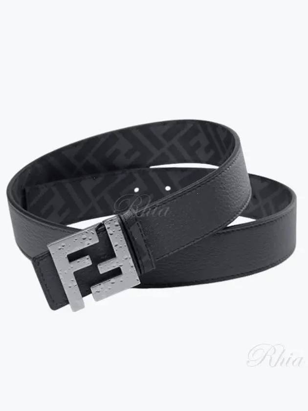 Fendi FF Logo Reversible Leather Belt Gray