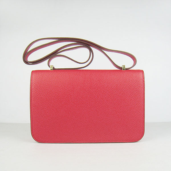 Hermes Calf Leather Message Bag H020 Red Golden