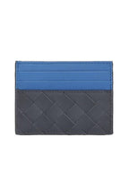 Bottega Veneta Intrecciato Two-Tone Card Wallet Blue Black