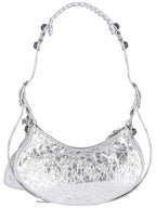 Balenciaga Metallic Le Cagol XS Lambskin Shoulder Bag Silver