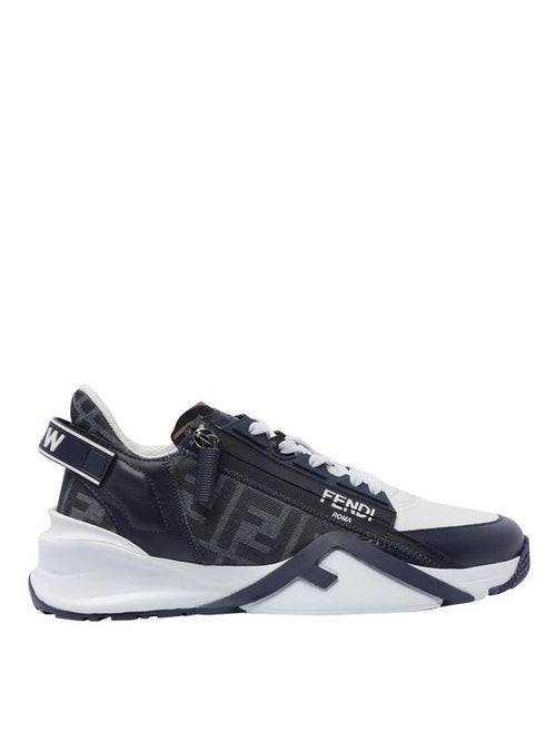 Fendi Flow FF Jacquard Leather Running Low Top Sneakers Blue