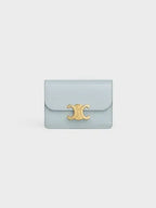 CELINE Triomphe Shiny Calfskin Flap Card Holder Ice Blue