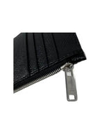 CELINE Essential Zipper Compact Grain Calfskin Card Wallet Black