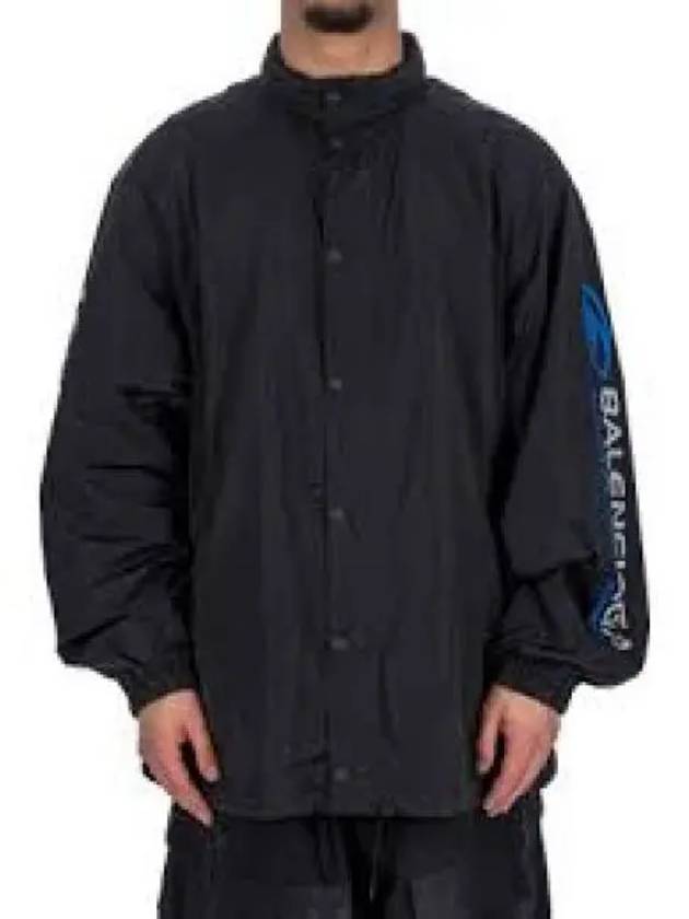 Balenciaga Logo Nylon Windbreaker Black