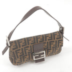 FENDI Zucca Mamma Baguette Canvas Leather Shoulder Bag 26424