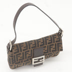 FENDI Mamma Baguette Zucca Canvas Leather Bag Beige 26424