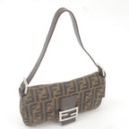 FENDI Zucca Mamma Baguette Canvas Leather Shoulder Bag 26424