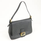 FENDI Zucchino Mamma Baguette Canvas Leather Shoulder Bag 8BR001