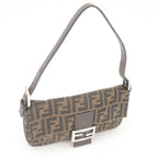 FENDI Zucca Mamma Baguette Canvas Leather Bag Brown Black 26424