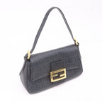 FENDI Zucchino Mamma Baguette PVC Leather Hand Bag Black 8BR180