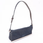 FENDI Denim Leather Shoulder Bag Hand Bag Navy Brown 26640