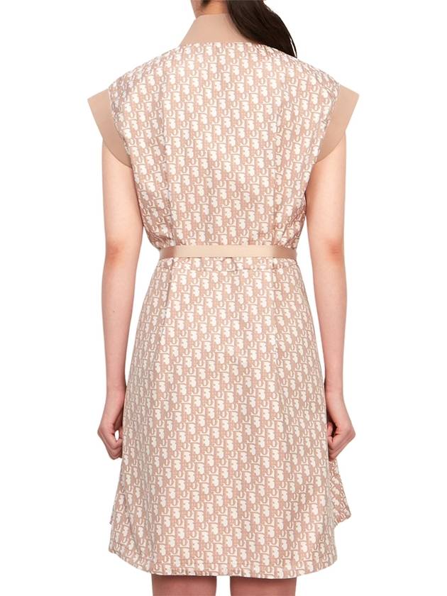 Technical Taffeta Jacquard Oblique Motif Belted Short Dress Pink Dior