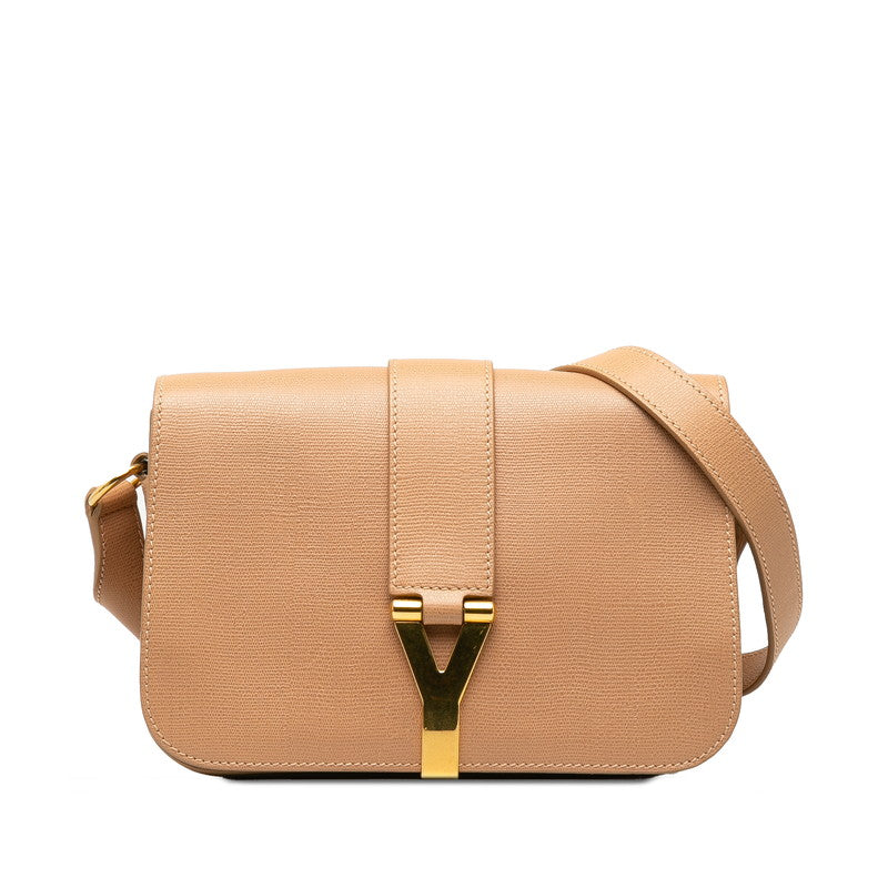 Yves Saint Laurent Y Line Sacchel  Shoulder Bag Beige Gold Leather  Yves Saint Laurent