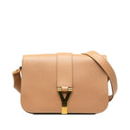 Yves Saint Laurent Y Line Sacchel  Shoulder Bag Beige Gold Leather  Yves Saint Laurent