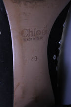 Chloe Womens Metallic Suede Spotted Round Toe Heels Pumps Black