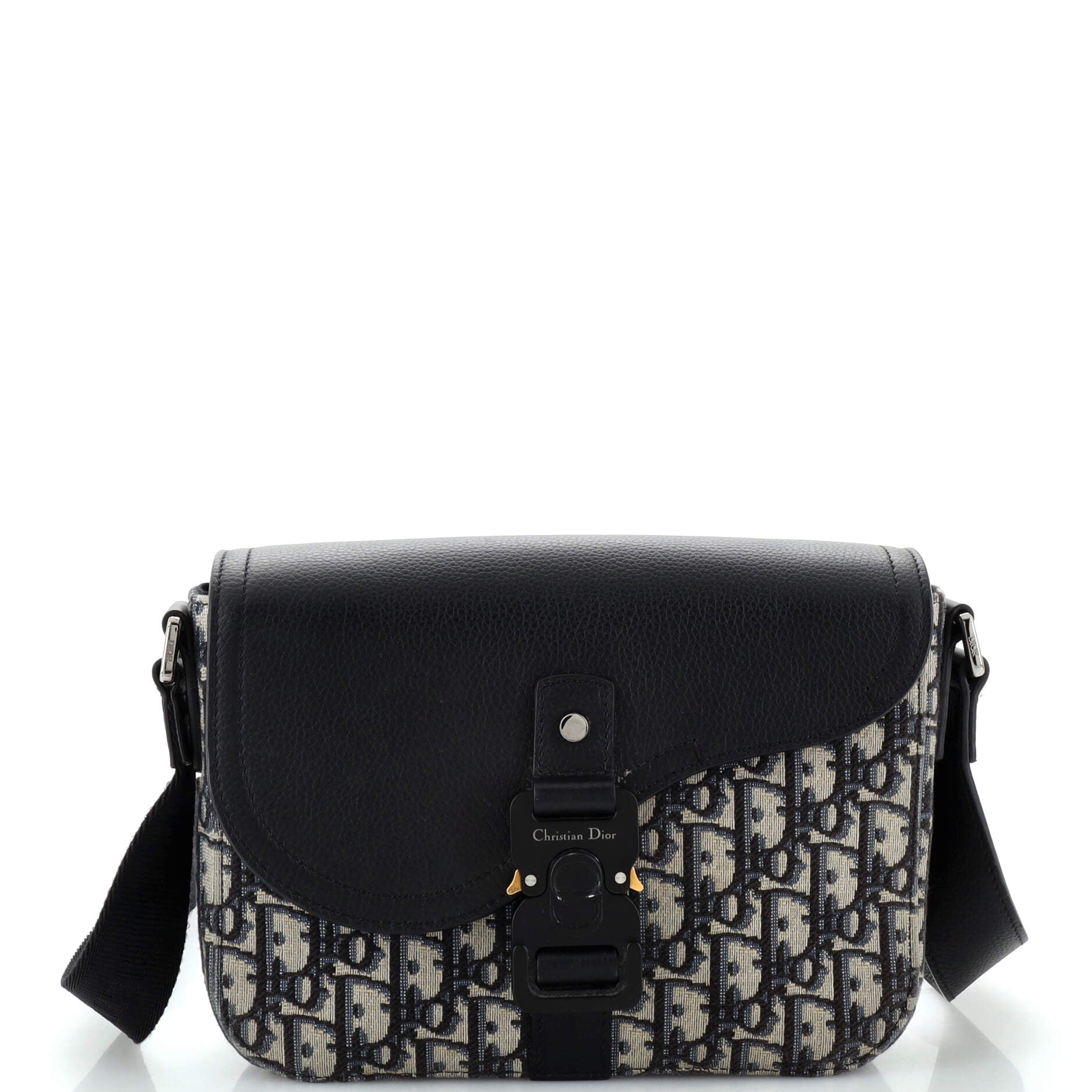 Dior Saddle Buckle Flap Messenger Bag Oblique Canvas and Leather Medium