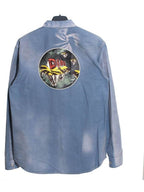 Astro Embroidered Patch Denim Long Sleeve Shirt Light Blue Dior