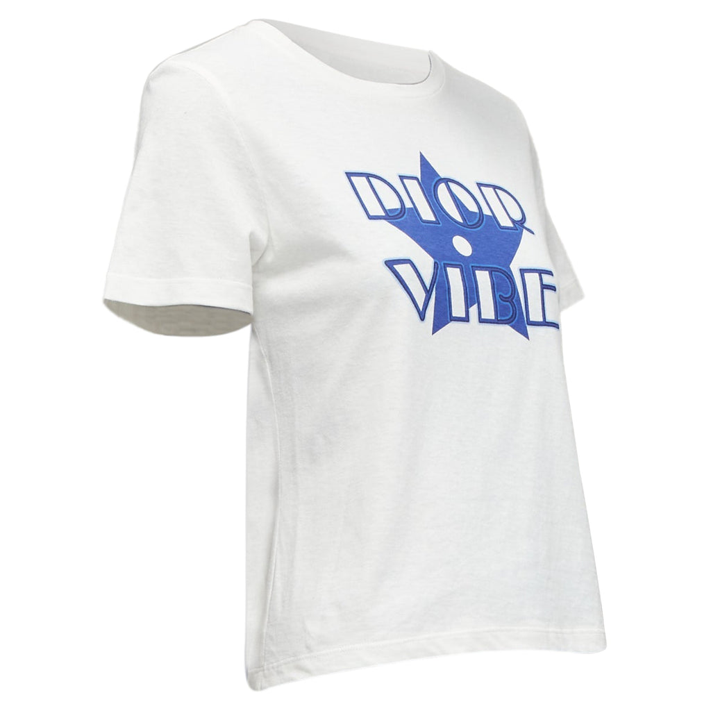 Dior Vibe Star Logo Graphic Print Cotton Linen Short Sleeve Tshirt
