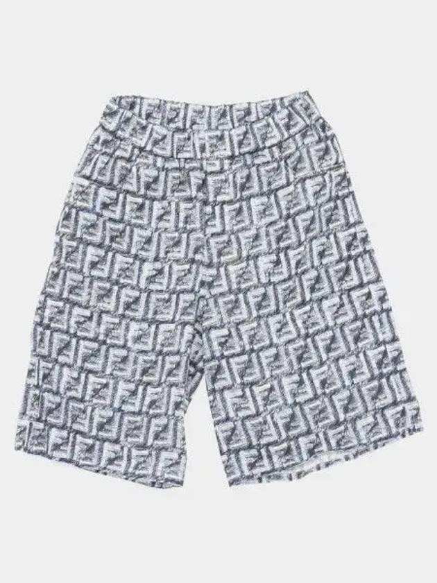 Fendi Kids FF Linen Bermuda Shorts Navy