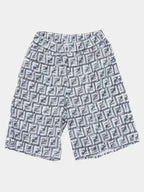 Fendi Kids FF Linen Bermuda Shorts Navy