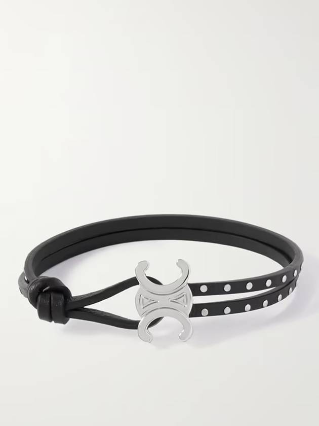 CELINE Stud Clasp Bracelet Silver Black