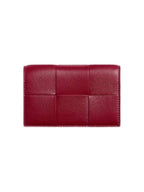 Bottega Veneta Cassette Business Card Wallet Dark Red