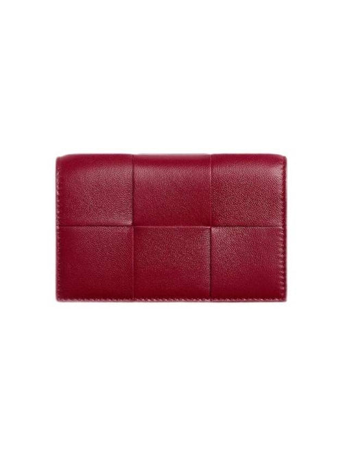 Bottega Veneta Cassette Business Card Wallet Dark Red