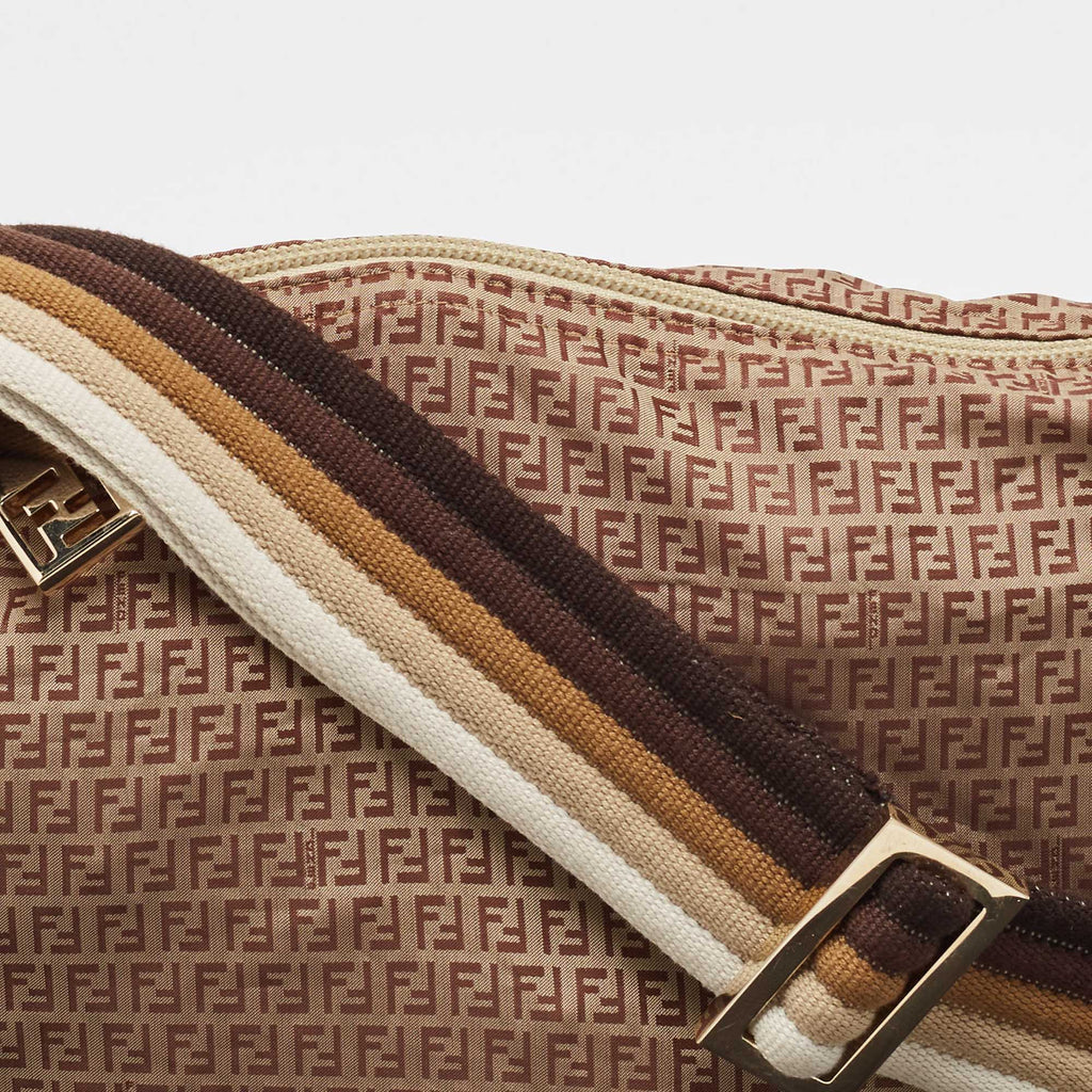 Fendi Beige/brown Zucchino Nylon And Leather Messenger Bag
