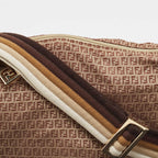 Fendi Beige/brown Zucchino Nylon And Leather Messenger Bag