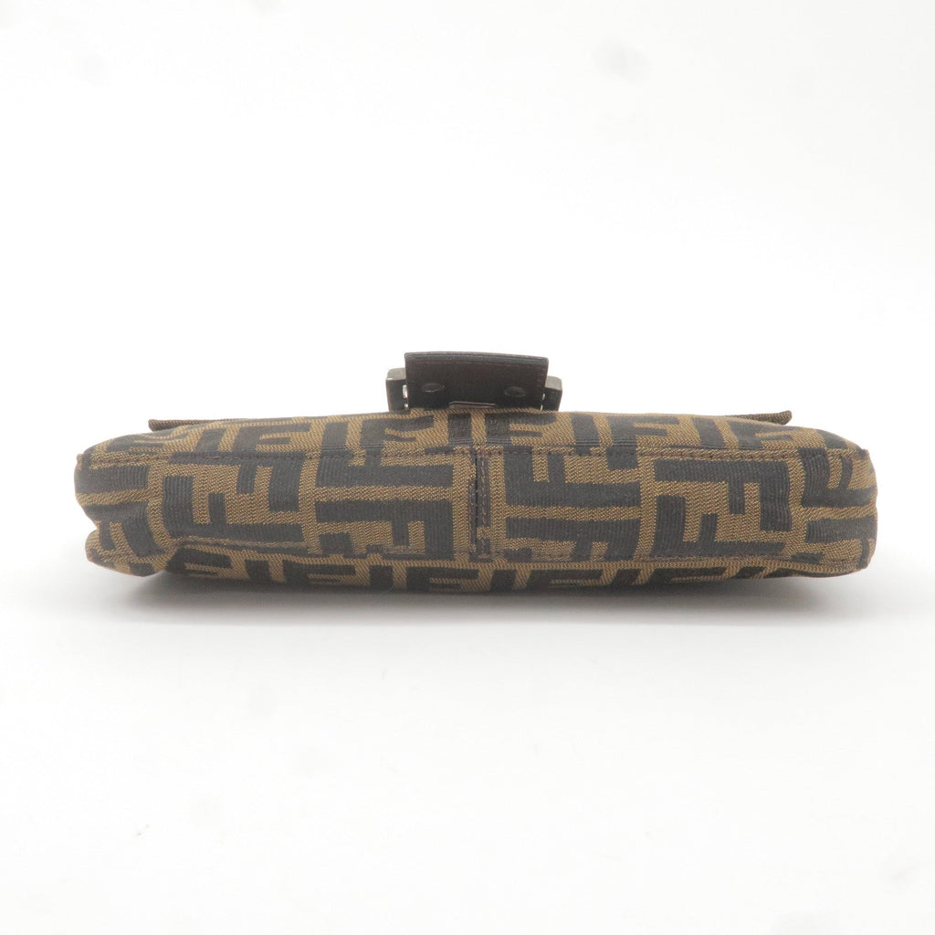 FENDI Zucca Mamma Baguette Canvas Leather Bag Brown Black 26424